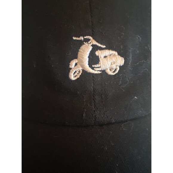 Black Cap Embroidered Vespa Scooter Piada Italian Unifornm Adjustable - Picture 2 of 6